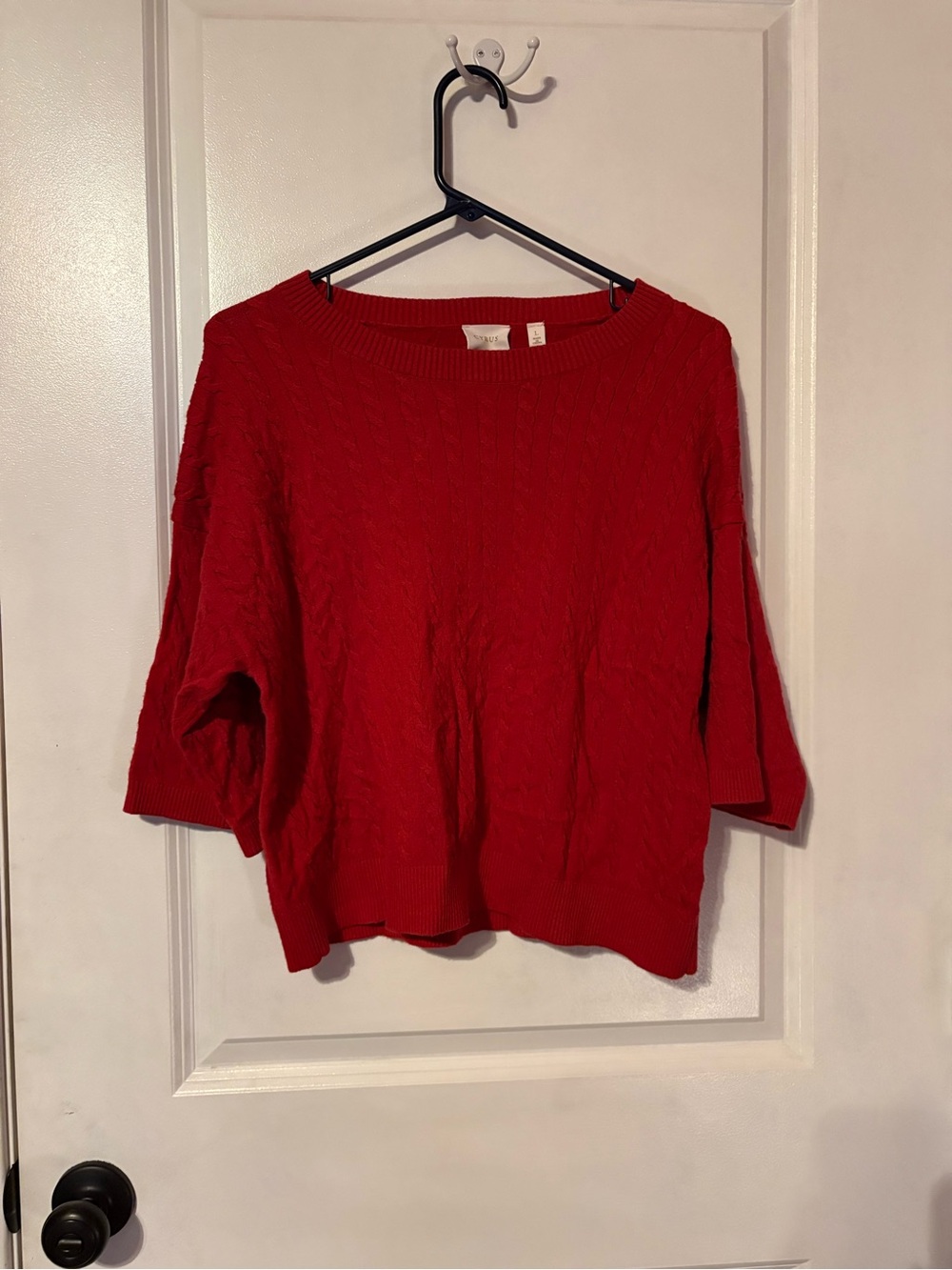 Cyrus Red Cable-Knit Women’s Sweater - Classic Crewneck